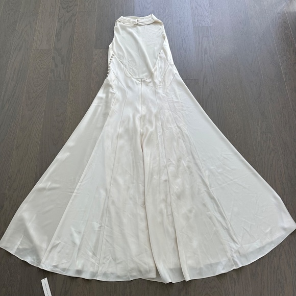 Reformation ROY Satin Wedding Dress Halter Gown - Fior Di Latte - with tags - 12 - Picture 5 of 13